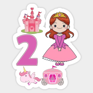 2nd birthday  Princess Castle Unicorn Carriage Sticker